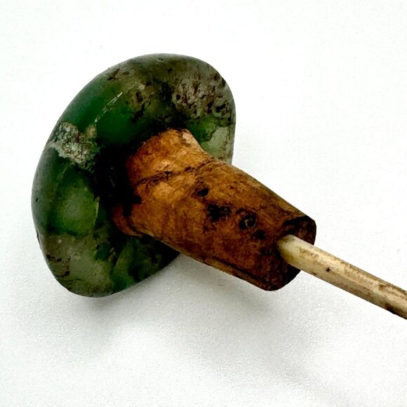 Antique Snuff Bottle Hand-Painted Ceramic With Jade Stopper & Floral Bird Design - Picture 10 of 13